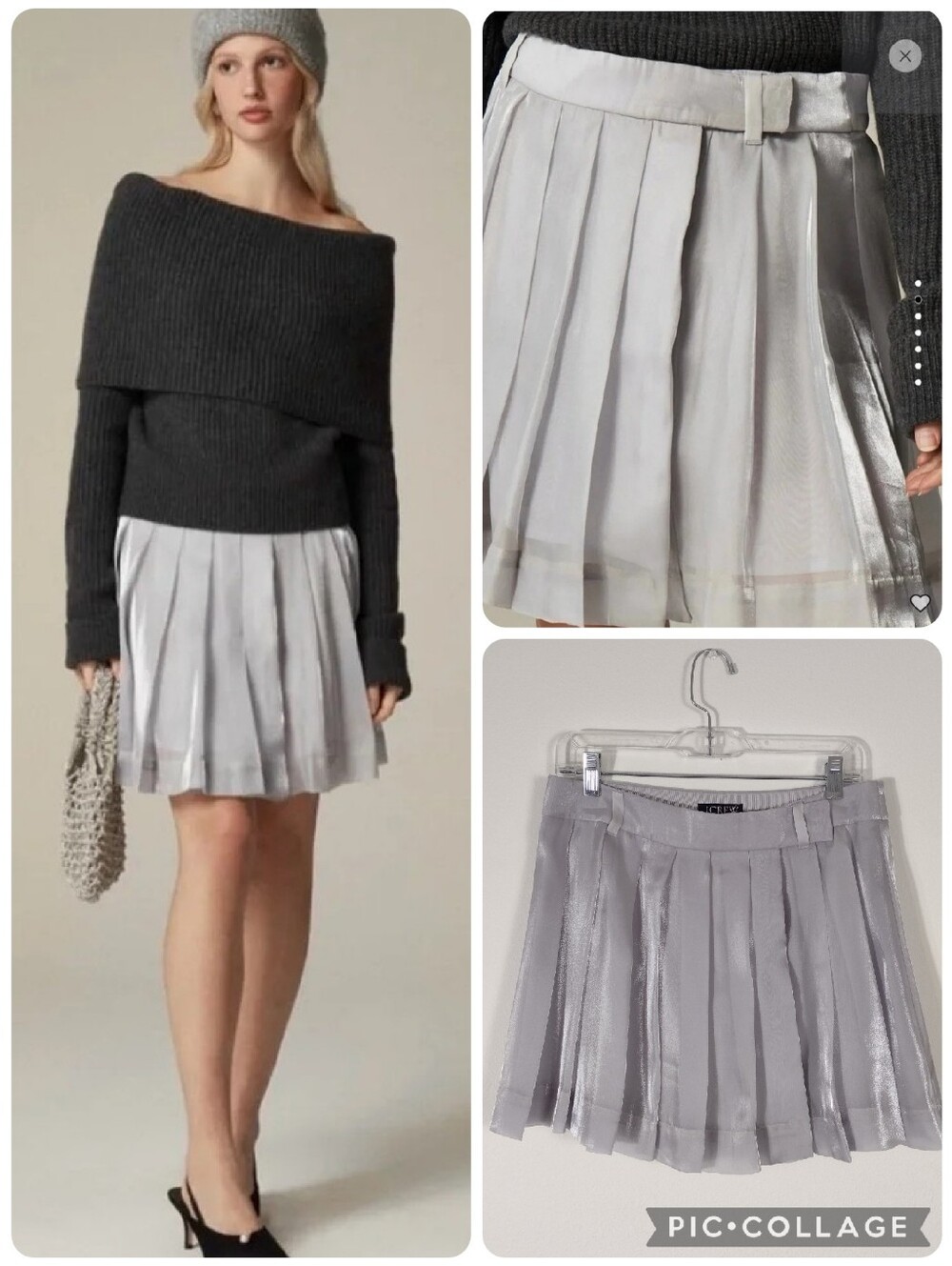 J. Crew Organza Pleated Mini Skirt Light Silver Size 6